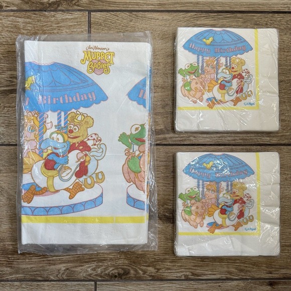 Muppet Babies Paper Tablecloth Table Cloth 52"x96" 32 Napkins CA REED - Picture 4 of 6
